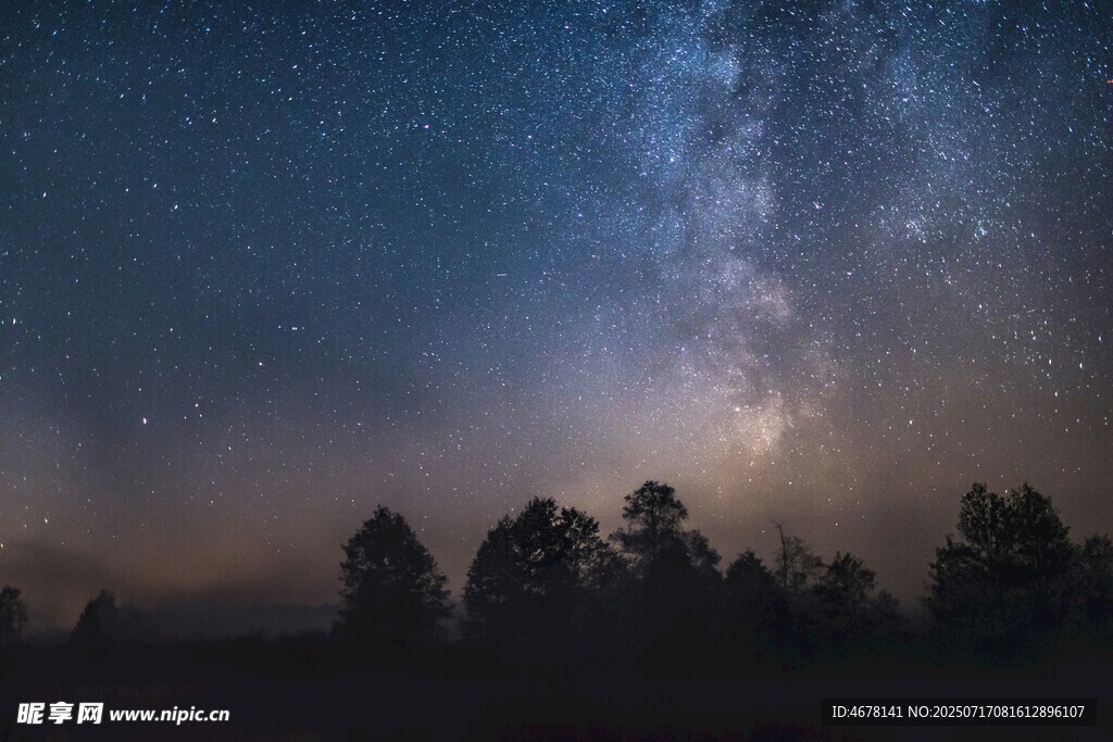 夜空下的森林與璀璨星河