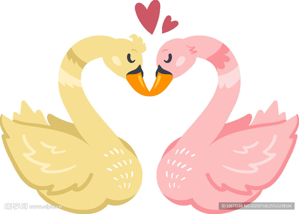 兩只親昵火烈鳥插畫