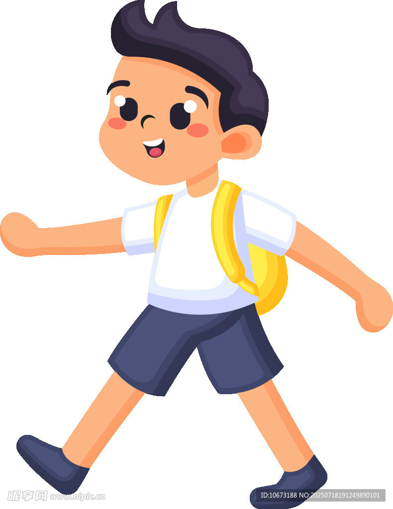 背著書包上學的小男孩