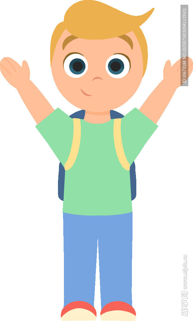 背著書包開心的小男孩