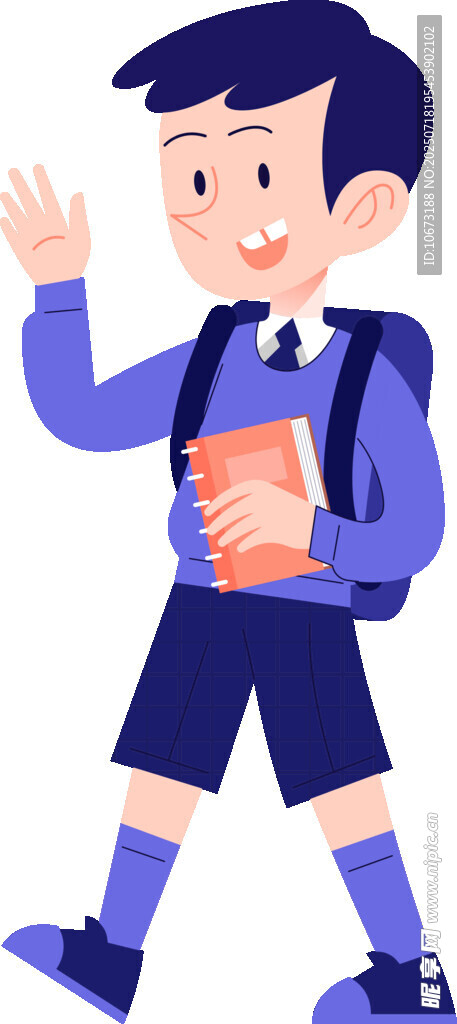 背著書包上學(xué)的小男孩
