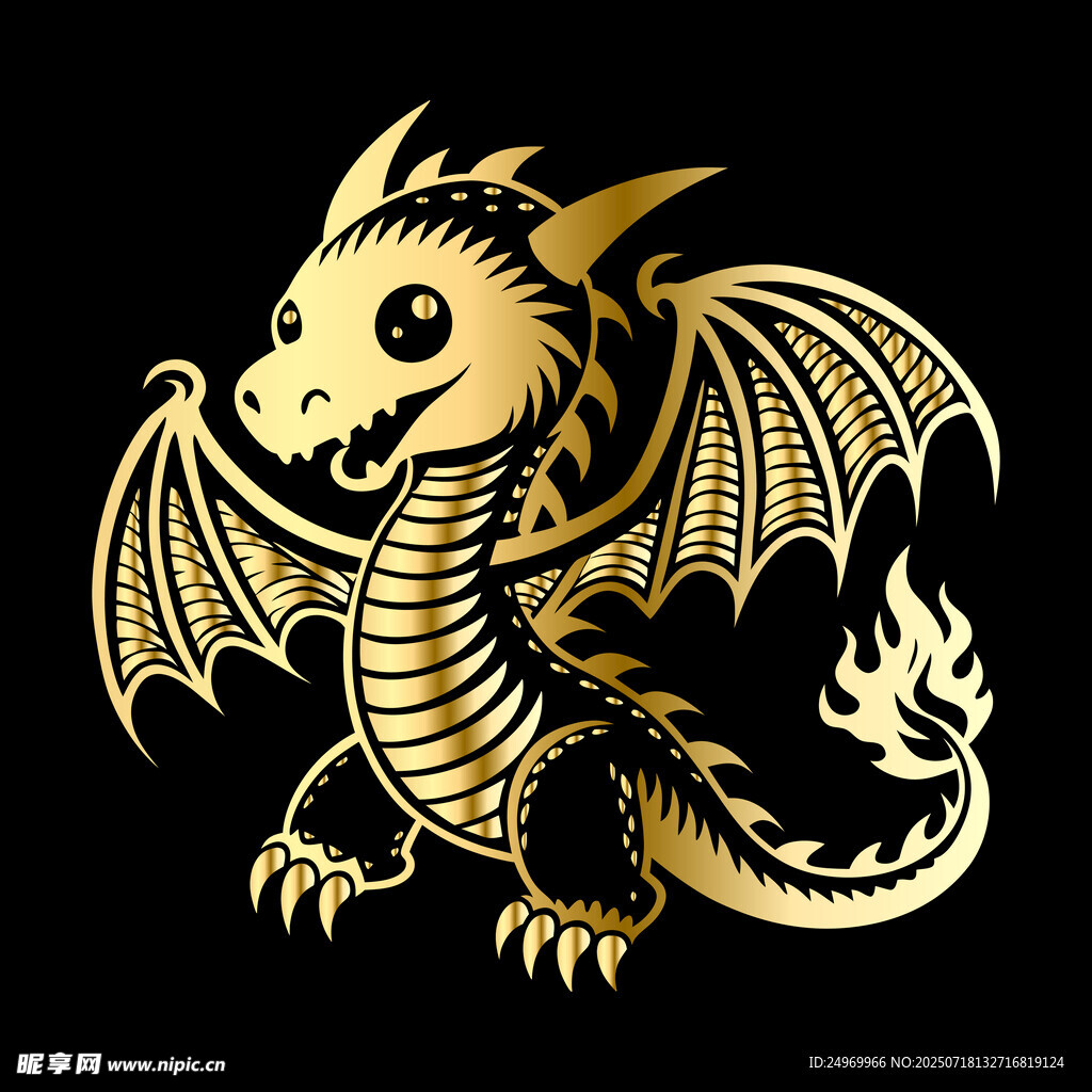金色小龍插畫
