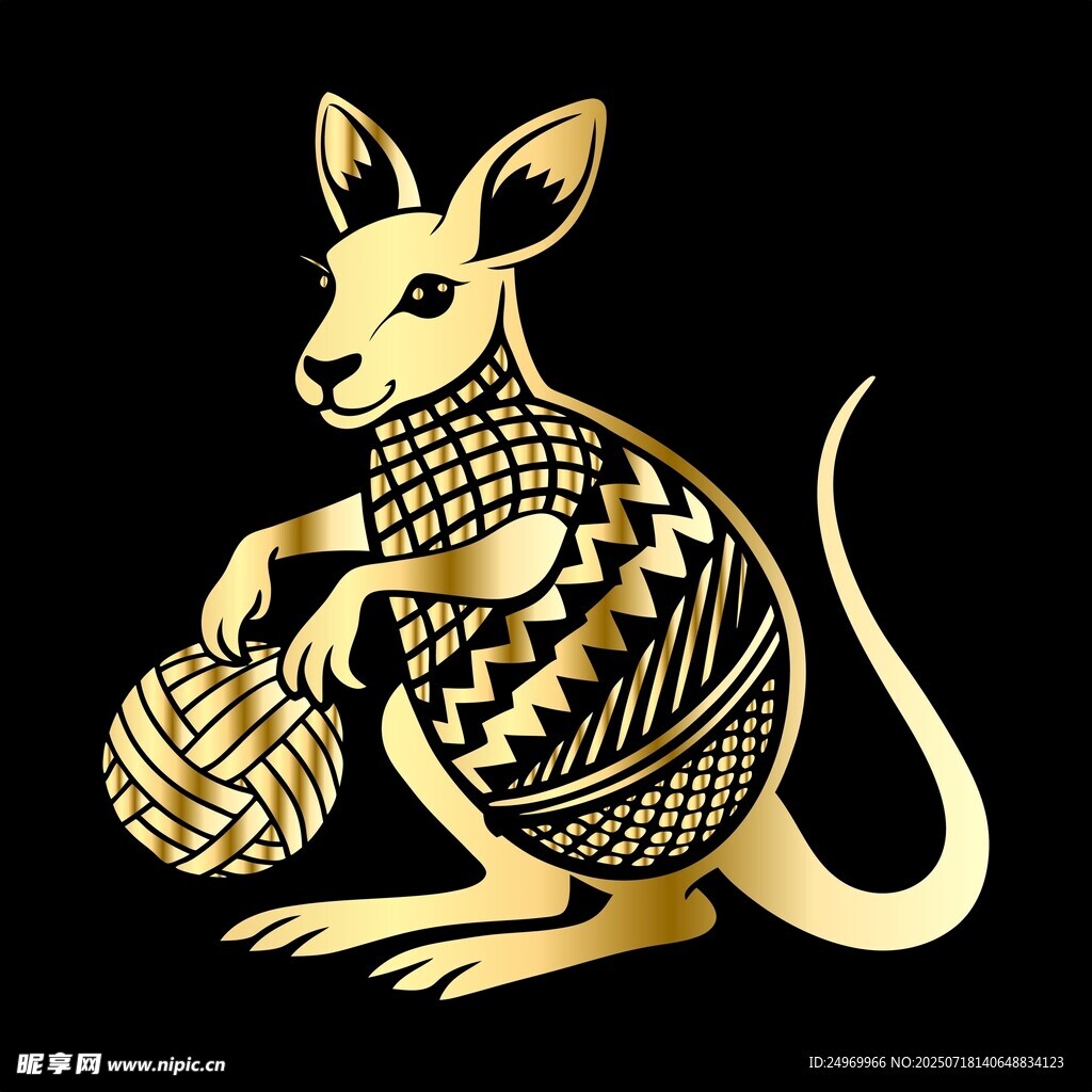 金色袋鼠圖案 