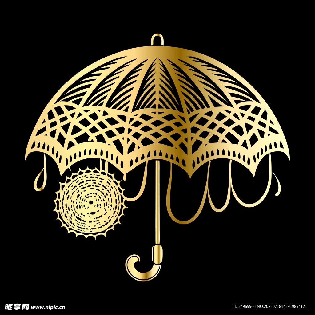 金色鏤空工藝精美遮陽傘