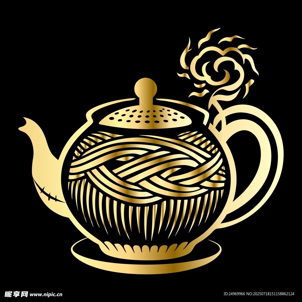 金色精美茶壺圖案設(shè)計(jì)