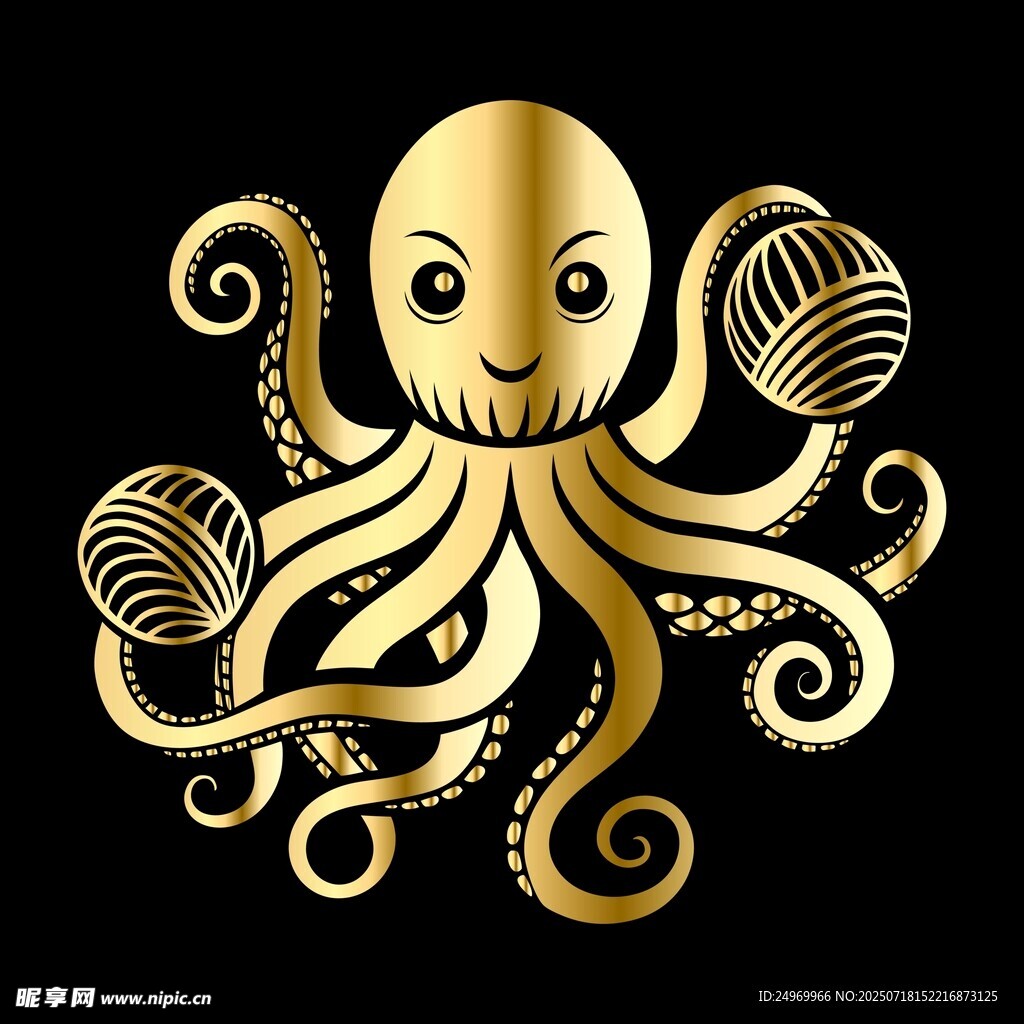 金色章魚插畫