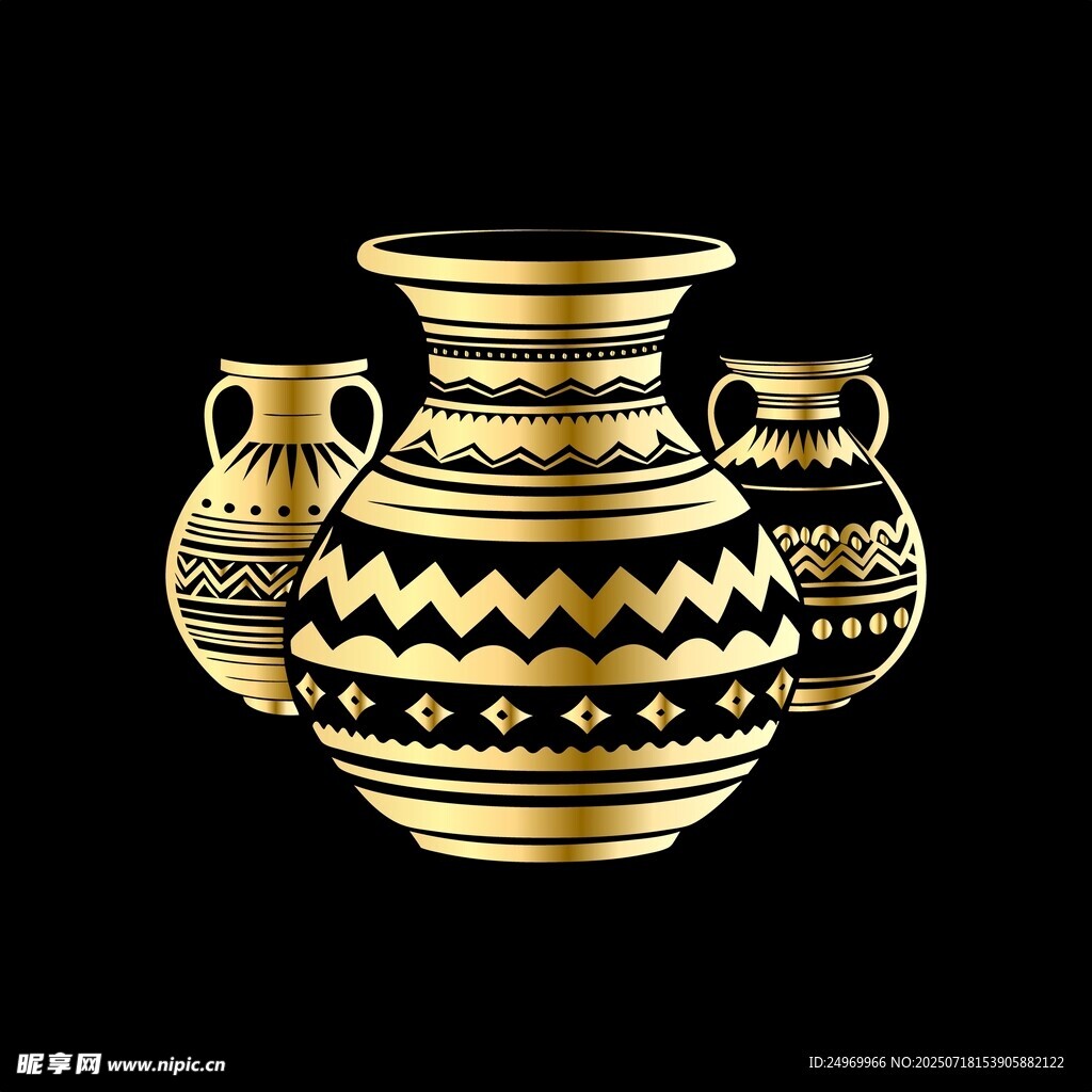 金色花紋陶罐藝術(shù)展示