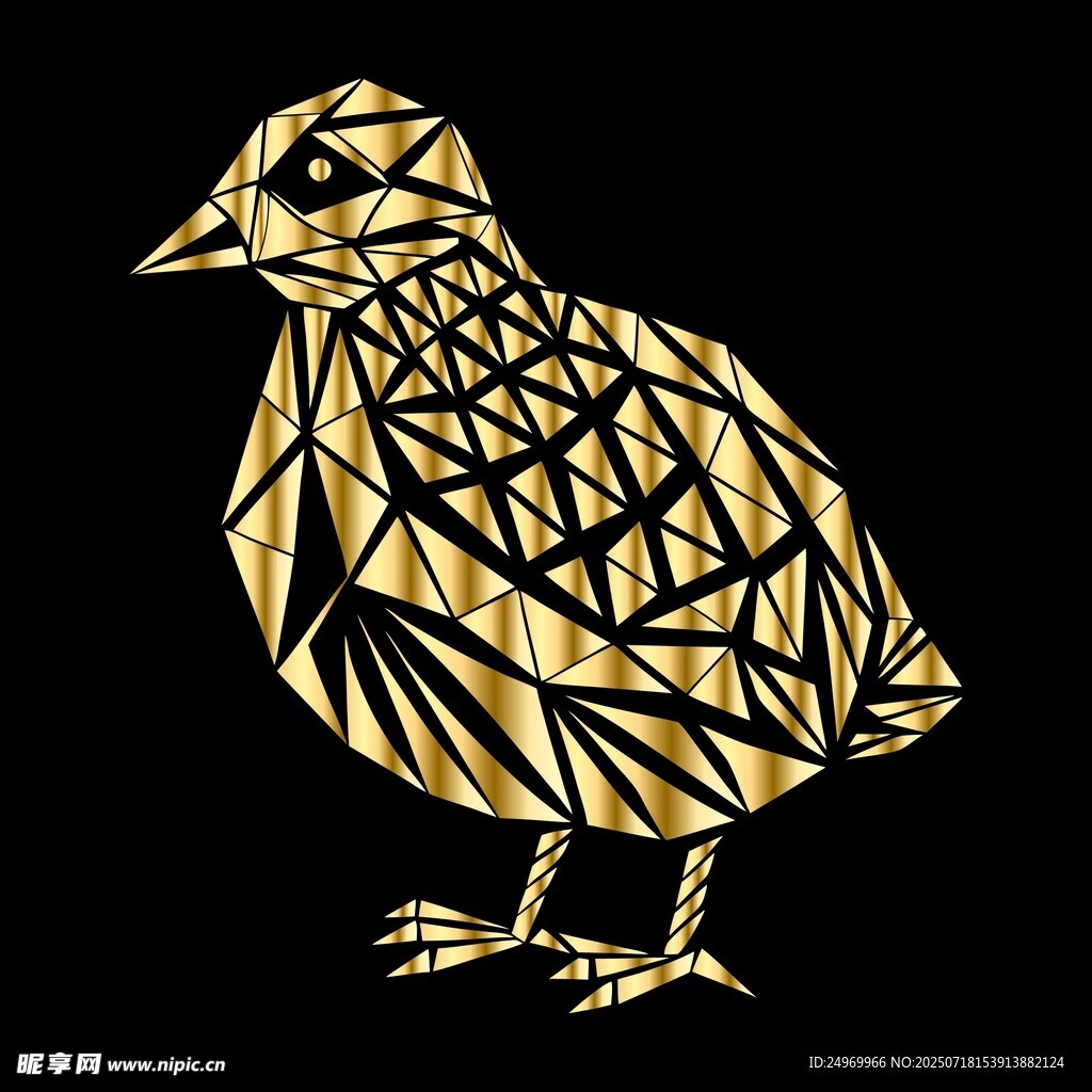 金色幾何風(fēng)鵪鶉圖案