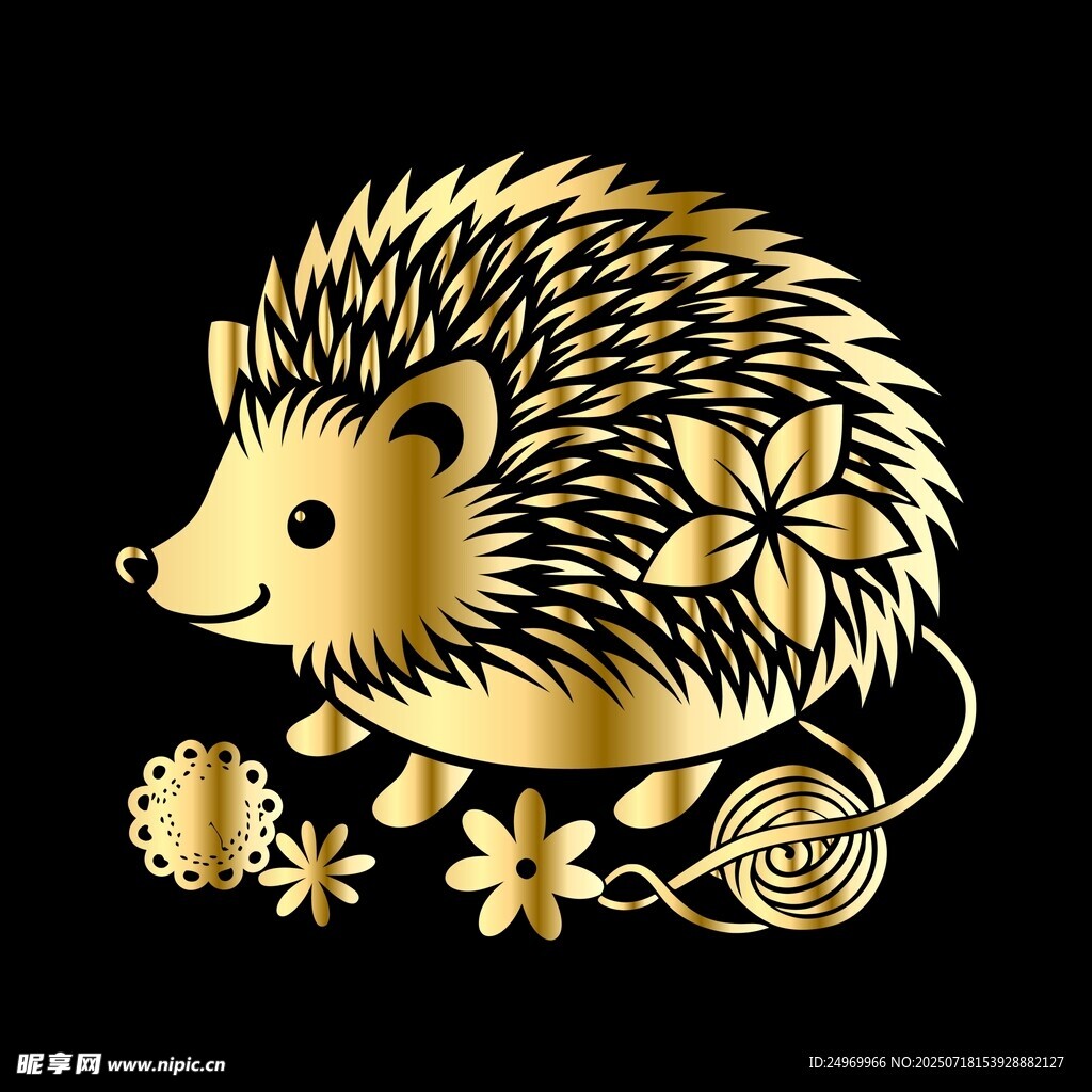 金色刺猬插畫