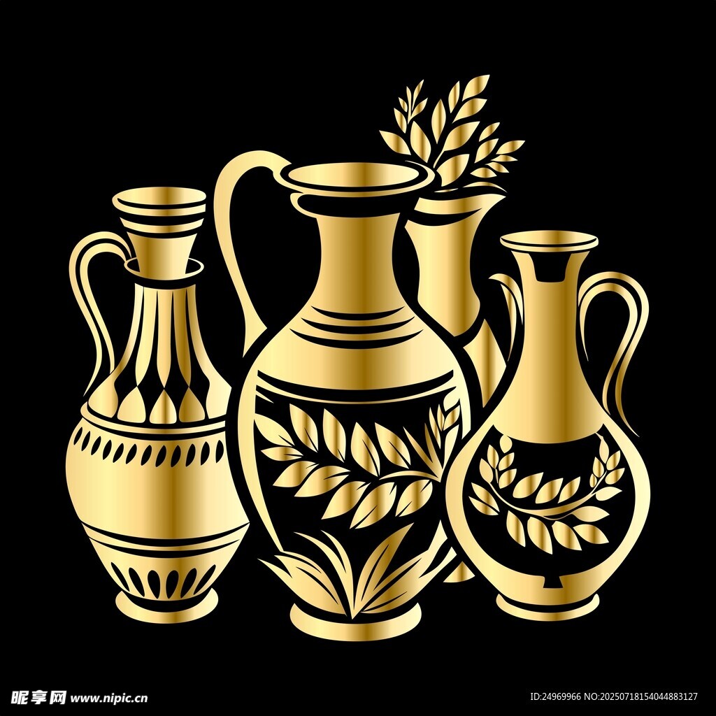 金色古典花瓶裝飾圖案
