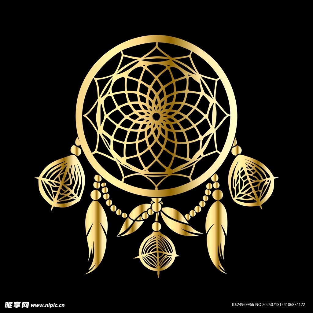 金色捕夢(mèng)網(wǎng)裝飾圖案