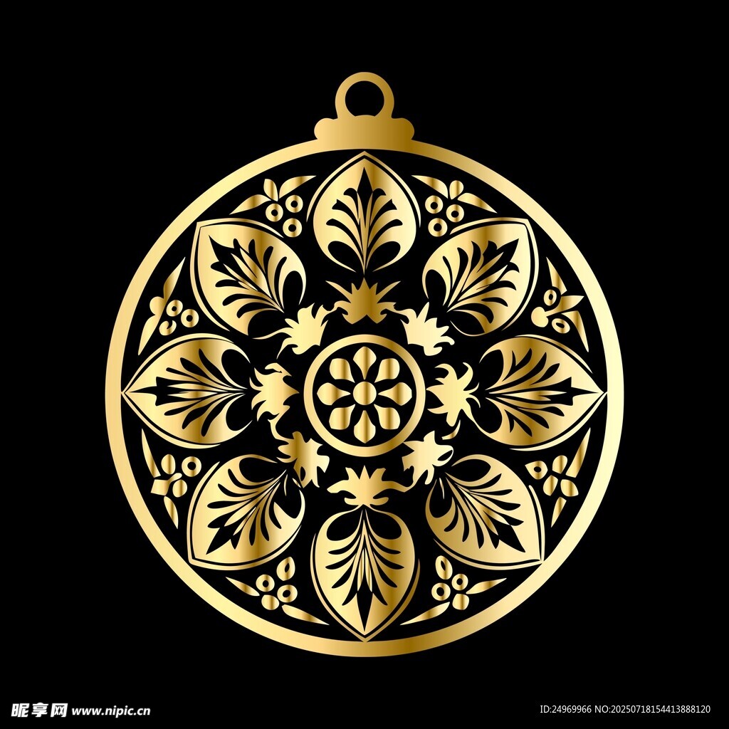 金色雕花圓形吊墜飾品