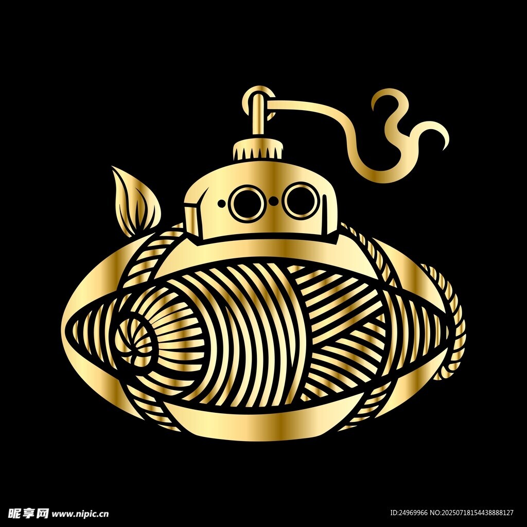 金色復(fù)古風(fēng)機械魚形擺件