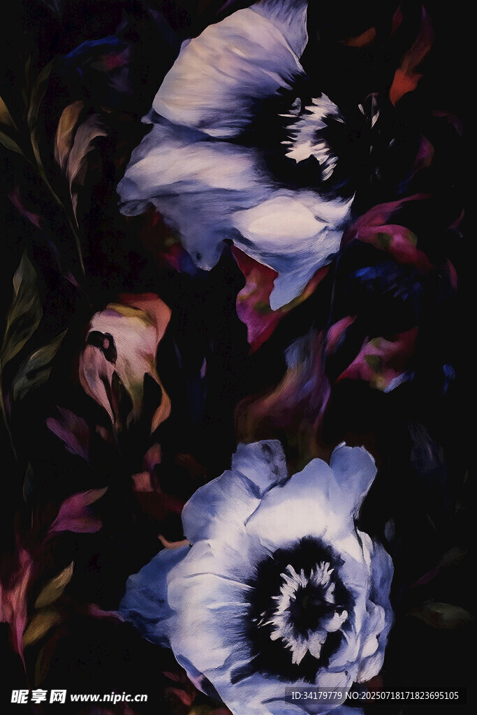 藍(lán)白花朵特寫