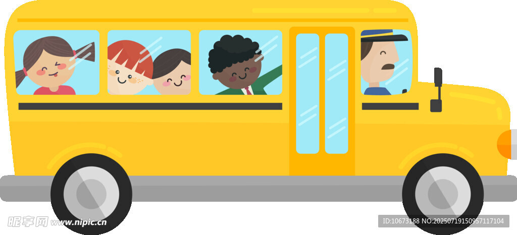 黃色校車載著孩子們
