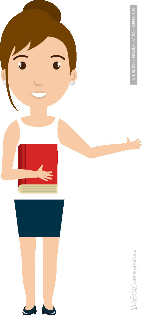 手持書本的卡通女性形象