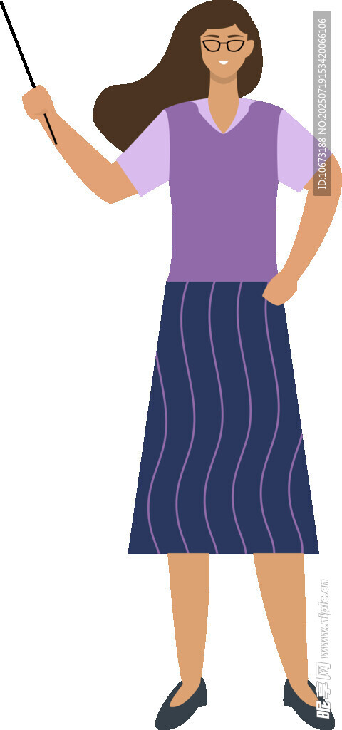 女教師手持教鞭授課