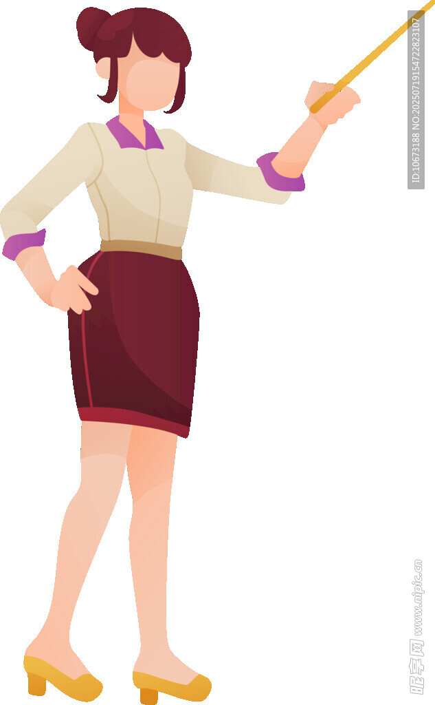 女教師持教鞭授課形象