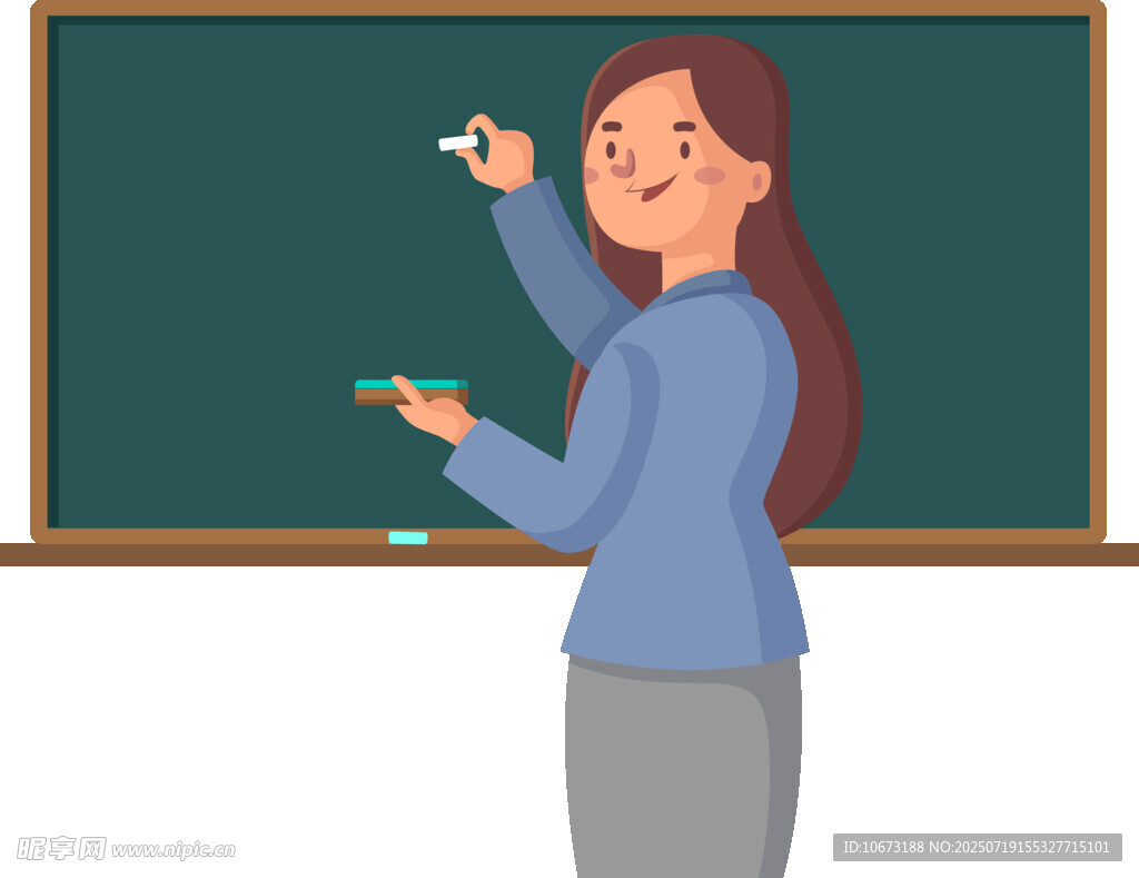 女教師黑板前授課場(chǎng)景