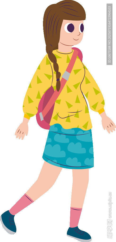 背著書(shū)包行走的可愛(ài)女孩