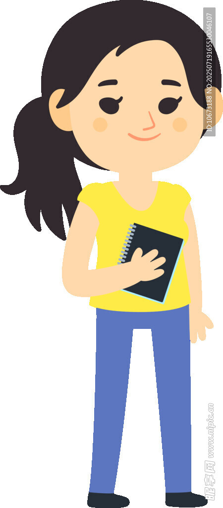 手持書本的微笑女孩