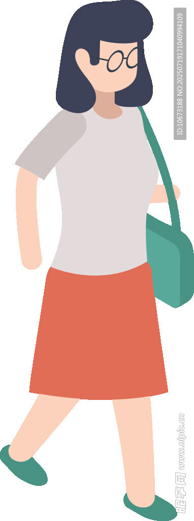 戴眼鏡挎包行走的女士
