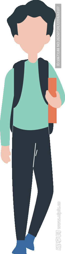 背著書包的卡通男孩形象