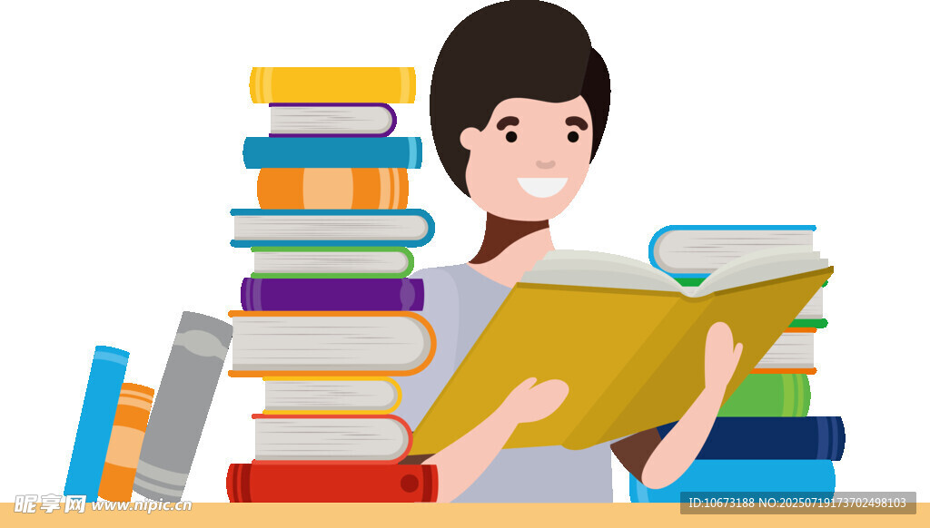 女孩沉浸于書海閱讀