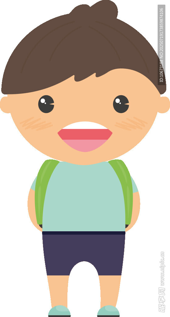 背著書包的快樂小男孩