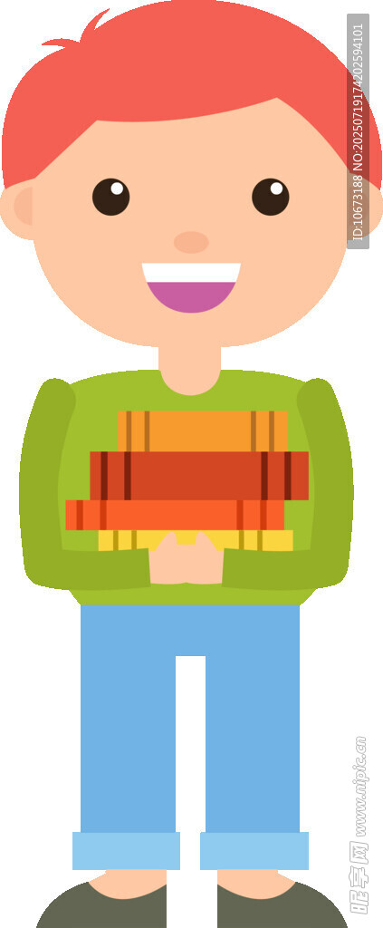 抱著書(shū)本的紅發(fā)小男孩