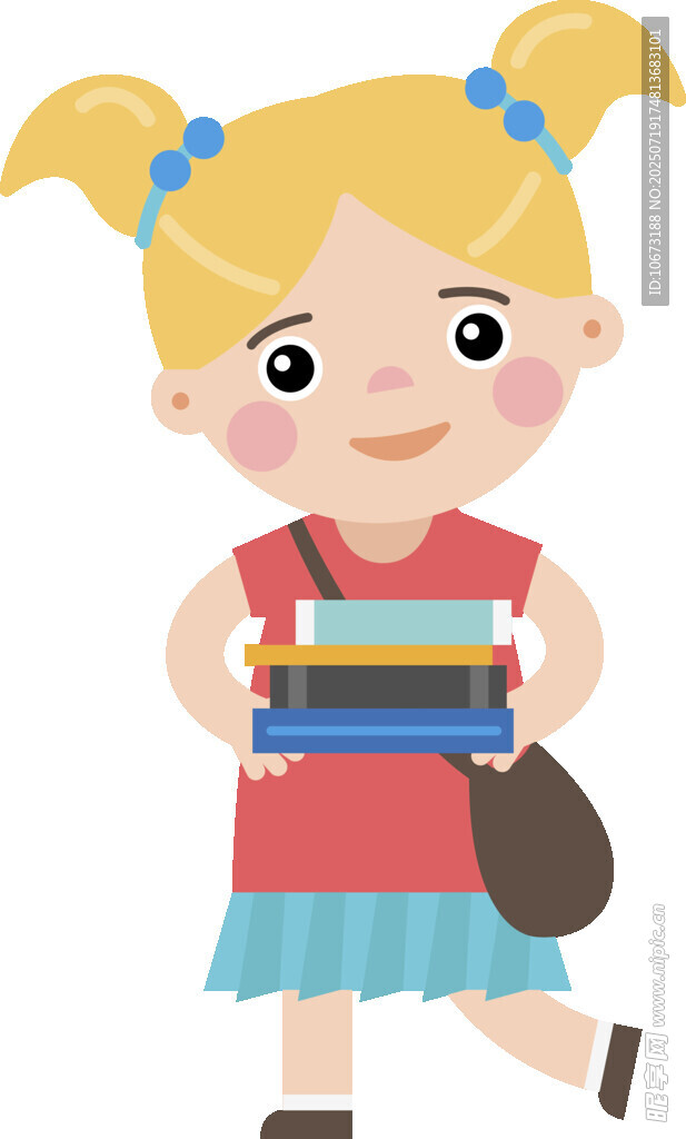 背著書和包的可愛小女孩