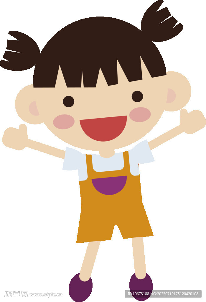 開心小女孩張開雙臂