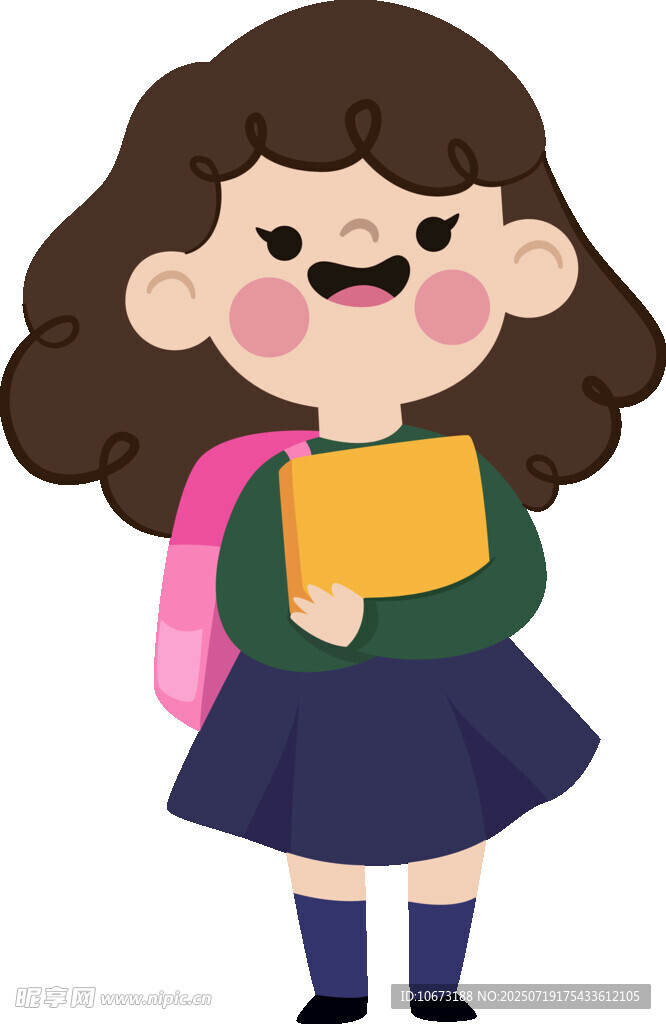 背著書包的可愛小女孩