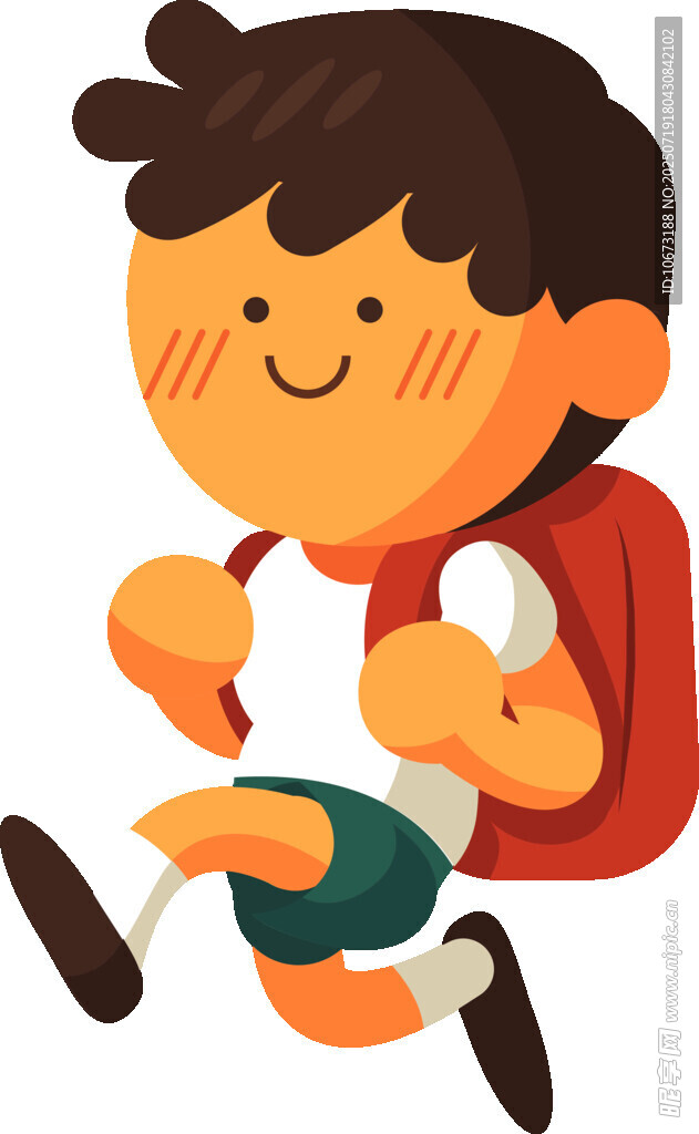 奔跑上學(xué)的小男孩