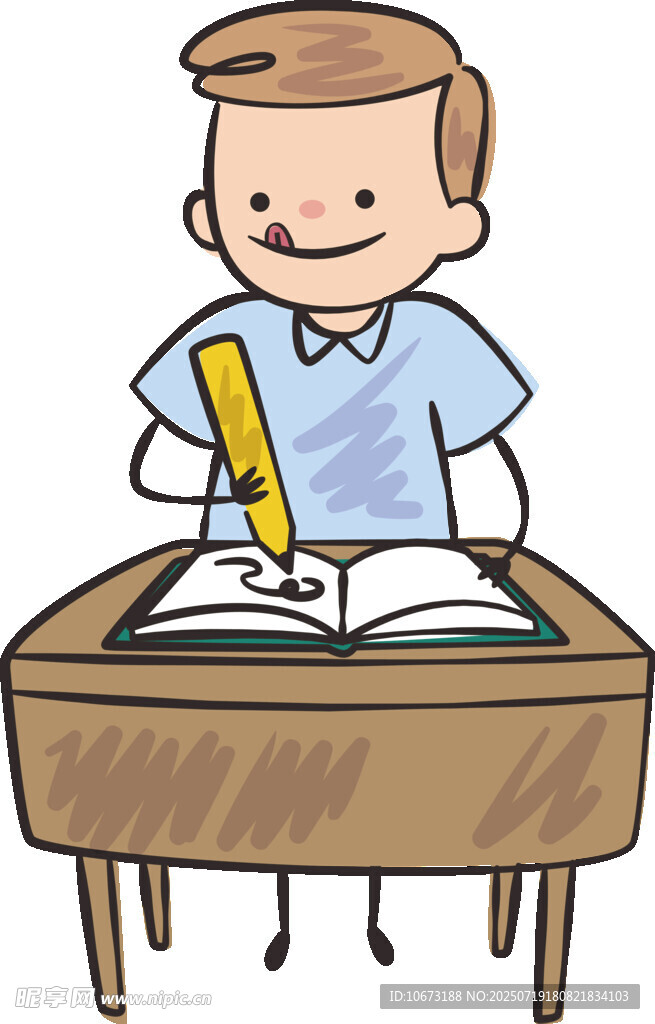 男孩書桌前專注讀書