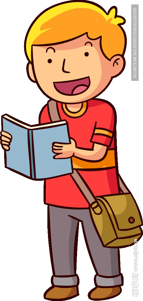 男孩開心捧書準備出發(fā)