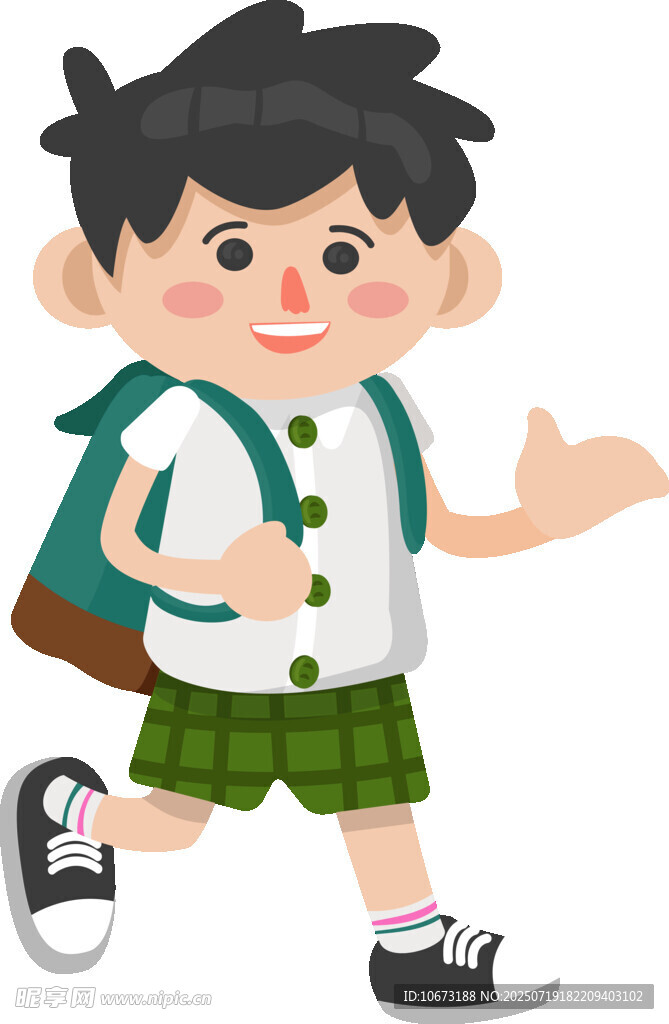 背著書包上學(xué)的小男孩