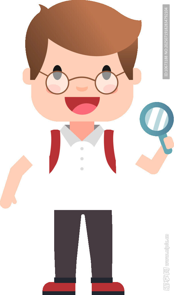 男孩手持放大鏡探索世界