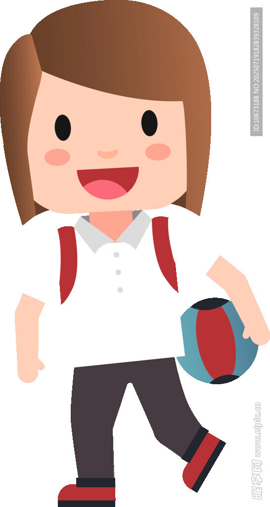 背著書包的快樂女孩