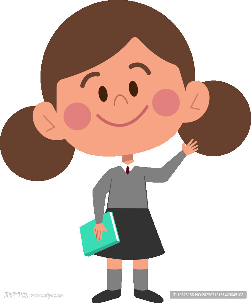 可愛女學(xué)生手持書本微笑