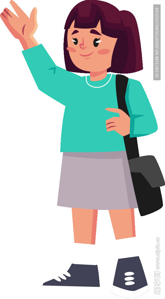 揮手的上學(xué)女孩