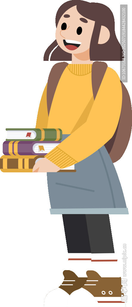 女孩懷抱書籍準(zhǔn)備前行