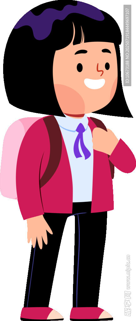 背著書包的可愛小女孩