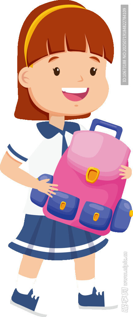 背著書包的可愛小女孩