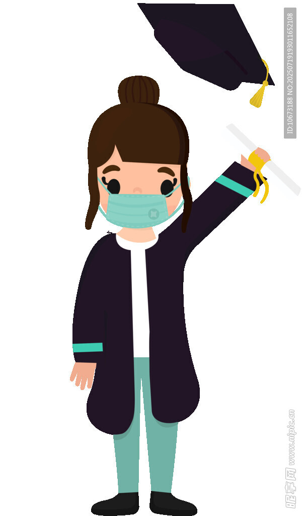 戴口罩的學(xué)士拋學(xué)士帽