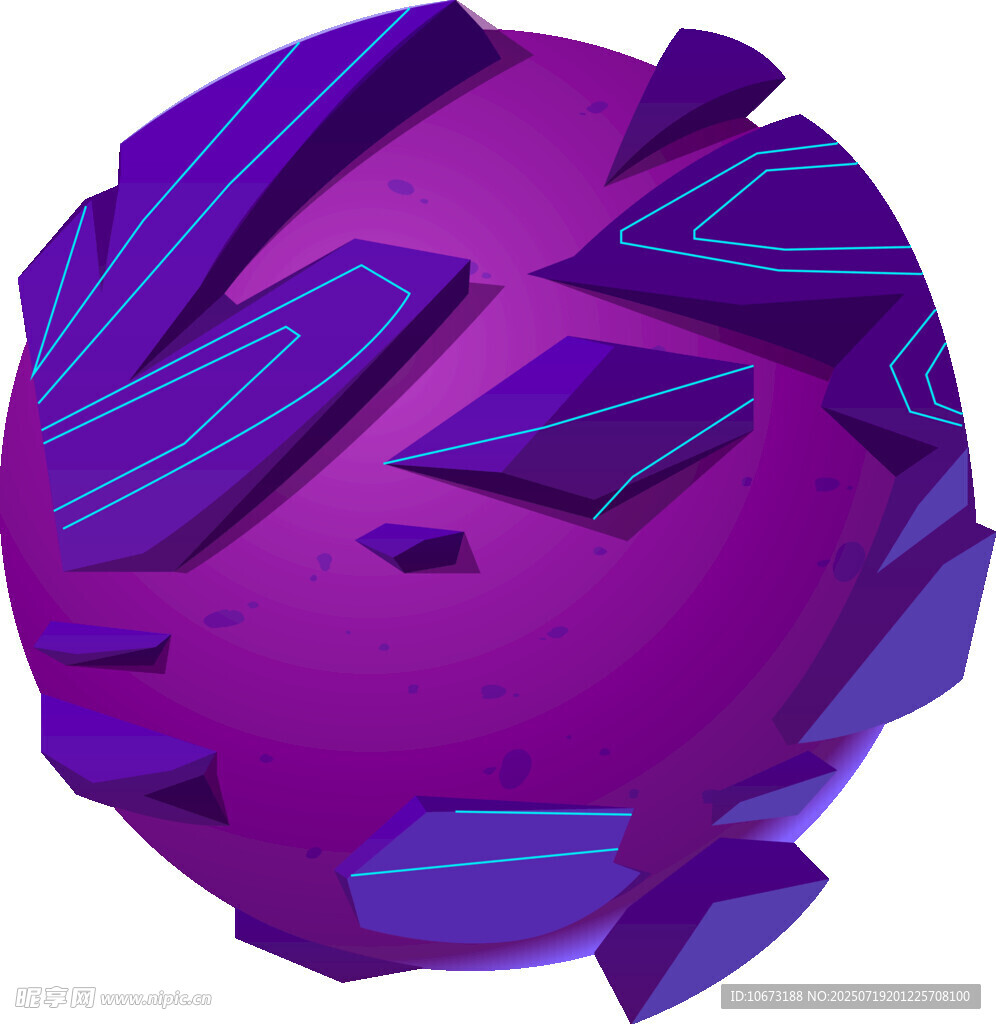 紫色破碎球體插畫