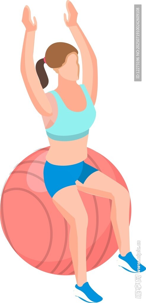 女子坐健身球做運動