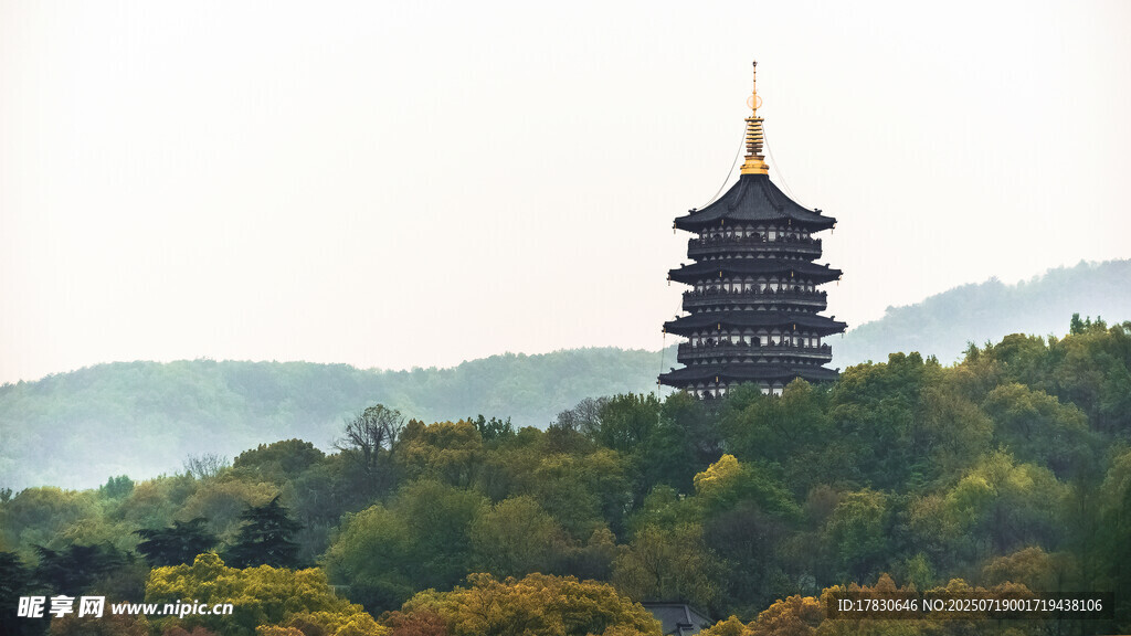 山脈塔樓簡約背景