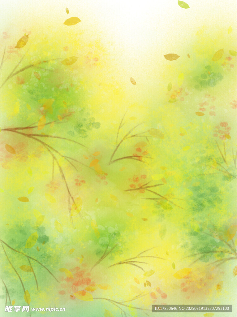 夢(mèng)幻黃綠漸變樹(shù)葉背景圖