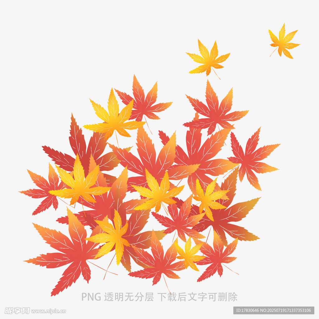 秋日楓葉飛舞插畫